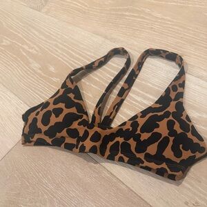 Salty Honey Leopard Print Bikini Top “BITE”  - Brown/Black - M